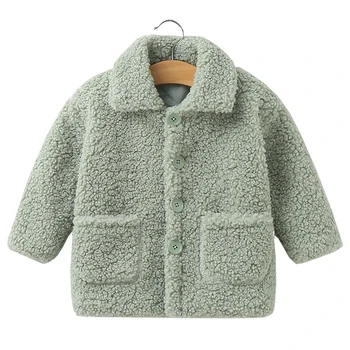 Детско меховое палто, однотонное палта за момичета, палто в разговорния стил, Бебешки дрехи за пролет-есен