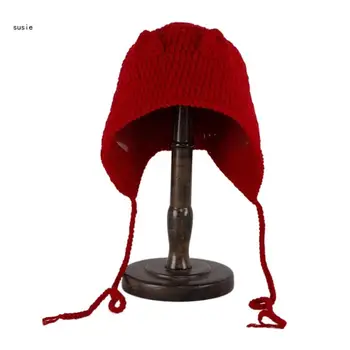 X7YA, Вязаная шапчица-бини за момичета, Великден и подпори за фотосесия, шапка с уши коте, Рибарска шапка