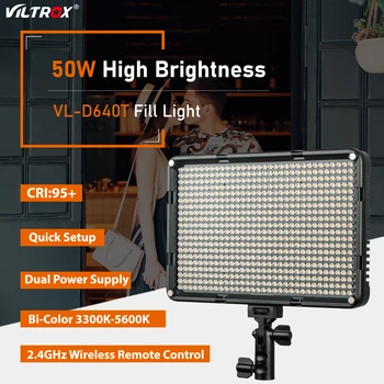 Viltrox VL-D640T 50 W Led Светлинна Лента За Фотография 3300 К-5600 До два тона Безжично Дистанционно Студийная Лампа за Видеозаснемане