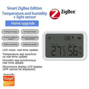 1-5 бр. Sasha WiFi Zigbee LCD сензор за температура и Влажност на въздуха Детектор на осветеност Апартамент За помещения Влагомер, Термометър ZigBee3.0 Изисква hub