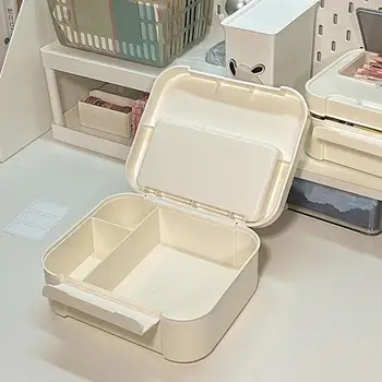 Настолна кутия за съхранение с капак, Модерен Прахоустойчив Настолен Органайзер, Капацитет за съхранение на канцеларски материали за домашен Офис