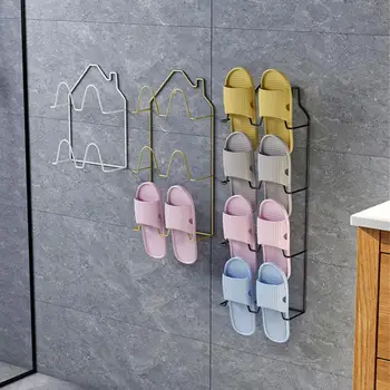 Двупластова конструкция с автоматично затваряне, стойка за обувки, Окачен на стена за баня, стойка за обувки, Висящи рафтове за съхранение, лесна инсталация