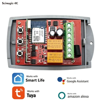 3ШТ Sasha Универсален WiFi Smart Life 433 Mhz приемник за дистанционно управление 2-канален модул Работи с Алекса Google Home