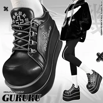 GURURU Original Y2K Cultural Пънк Spicy Обувки за момичета в дебела подметка, Реколта готик обувки в стил Лолита 