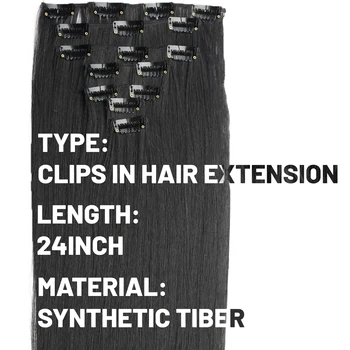 XINRAN 24 инча Дълги прави синтетични щипки за удължаване на косата от высокотемпературного влакна, черно-кафява перука