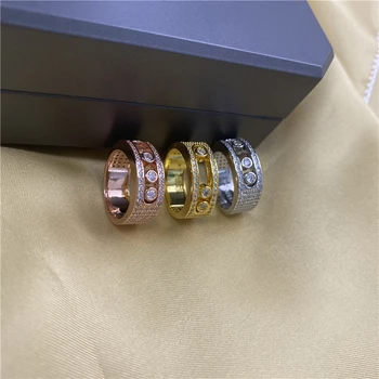Френски Дизайнер Елитен Марка Бижута Нов пръстен от сребро S925 Проба с Покритие покритие, Златни пръстени с диаманти, Екшън пръстени MOVE ROMANE